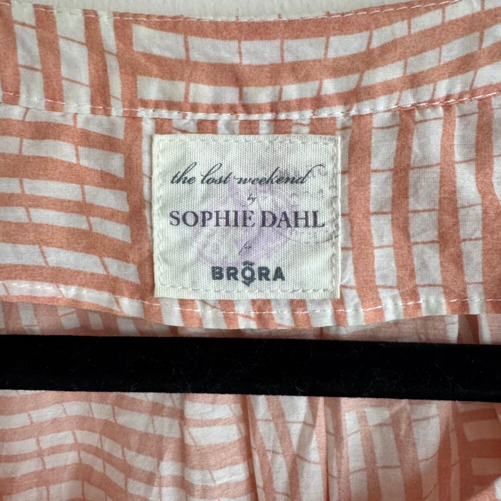 Brora Sophie Dahl Tunic Top Coral Pink Cotton Silk 3/4 Sleeve Sz US 10/UK 14 - Picture 3 of 6